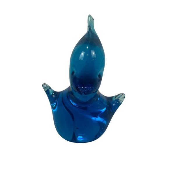 Hand-Blown Blue Art Glass Bird Figurine Decorative Ornament Handmade Collectible - Picture 3 of 5